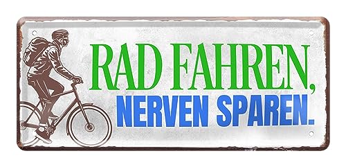 Fahrrad Blechschild mit schönem Spruch - Metallschild für Radfahrer und Radfahrerinnen - Schilder Dekoration für Fahrradladen Bike Shop Garage - Geschenkidee Radler - 28 cm x 12 cm