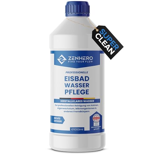 Zenhero® Eisbad Wasserpflege MD Water clean 1000ml – Hautfreundlich & effektiv – Naturidentischer Wirkstoff – Dermatest SEHR GUT ausgezeichnet – Für Eisbad, Eisfass, Eispool – Made in Germany