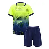 iiniim Kinder Jungen Sport Set 2tlg. Schnelltrockend T-Shirt + Shorts Sportanzug Trainingsanzug für Jogging Fußball Basketball Kleidung Fluorescent Grün 122-128