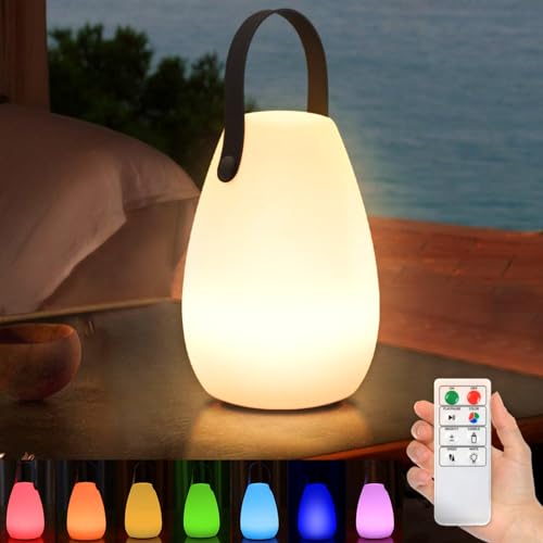 light to hope LED Akku Outdoor Lampe mit Fernbedienung Dimmbare Tischlampe Kabellos 8 Farben & Warmweiß IP44 Wasserdicht USB-C Camping Lampe für Außen, Garten, Terrasse, Esstisch, Bar 14 x 20 CM