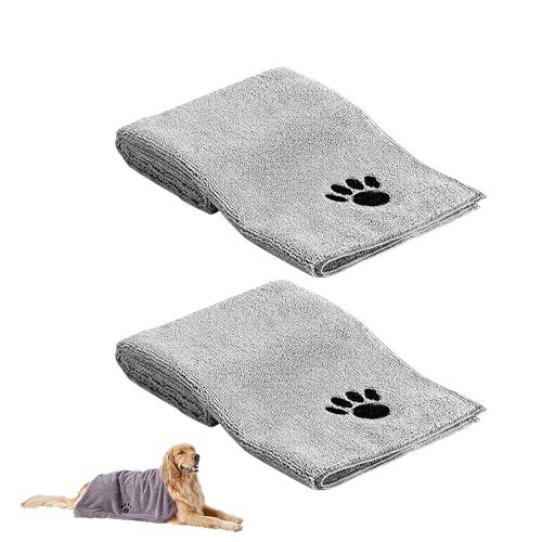YUGUOLAN 2 Stück Hundehandtuch Extra Saugfähig, Hunde Handtuch, Handtuch Hund, Hundehandtuch Große Hunde, Extra Saugfähig Für Hunde Und Katzen, Für Katzen, Hunde Oder Andere Haustiere (75 X 35 cm)