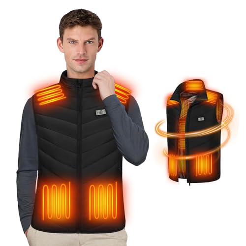 Journeyside Beheizbare Weste Herre Damen, Elektrische Heizweste Herren, Beheizbare Weste mit 3 Einstellbar Temperatur, 11 Heizzone, Winter Warme Heizweste für Outdoor Camping Skifahren(Ohne Akku