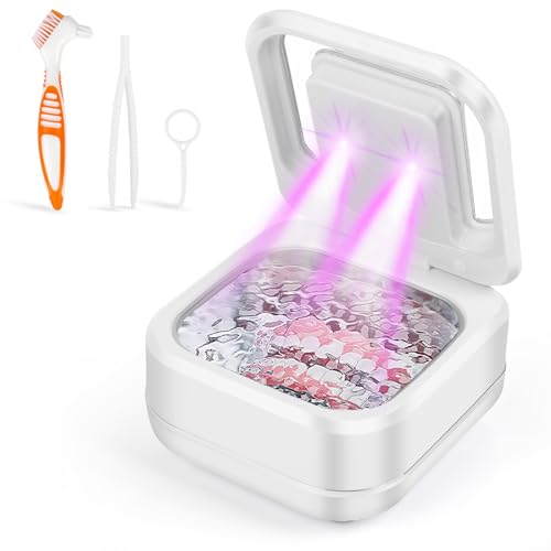 Ultraschallreinigungsgerät,GuKKK 45000Hz Ultraschallreiniger,30W Ultrasonic Cleaner mit UV Lampe Timer,Ultraschallreiniger 180ML,Schmuck Reinigung Ultraschall für Zahnprothesen, Aligner