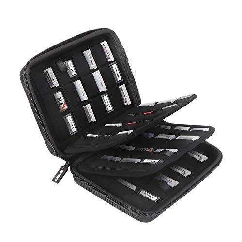 JSVER Hart Tasche für Nintendo 3DS 96 Spiele, Games Karten Case für Nintendo 3DS XL 2DS 2DS XL DS Switch Game Cartridges PS Vita games, und SD/MicroSD - Schwarz