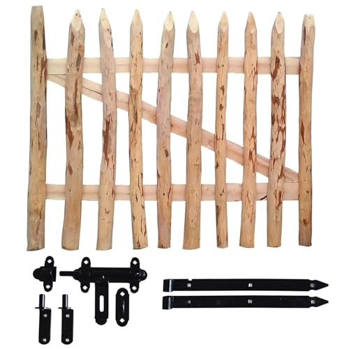Ekogarden Gartentor Zauntor Holztor Gartenpforte Pforte aus Holz Haselnussholz für Staketenzaun inkl. Scharniere (STZ-GT-B-120/H-100)