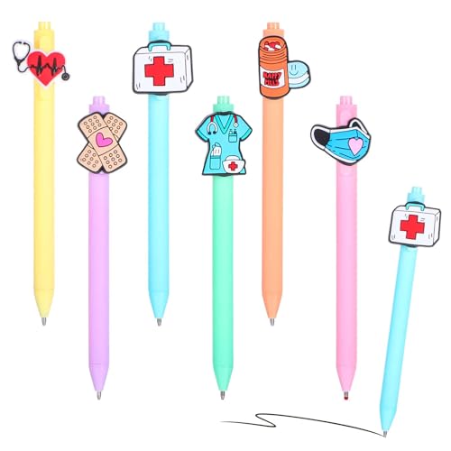 Wanmu 6 Stück Krankenschwester Stifte Lustige Cartoon Kugelschreiber Einziehbare Krankenschwester für Krankenschwestern Ärzte Medizinische Assistenten