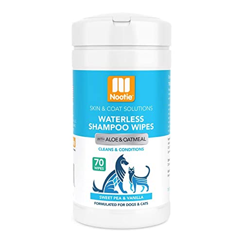 Nootie Wasserlose Shampoo-Tücher für Hunde und Katzen, langanhaltender Duft von süßer Erbse, Vanille, verkauft in über 10.000 Tierkliniken und Tiergeschäften weltweit, 70 Stück