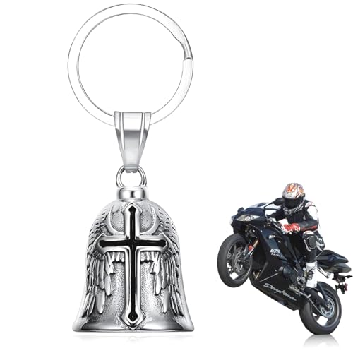 Biker Bell Motorrad Glöckchen,Guardian Bell Motorrad Glocke Glücksbringer,Anhänger Motorcycle,Motorradglocke Schlüsselanhänger Personalisiert Pendant für Retro,Ebike Mountainbike Rennrad (Schwarz)