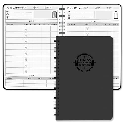Trainingstagebuch Deutsch mit 186 Workout für dein Krafttraining, Undatierte Trainingsbuch A5, Fitness Journal für Fitnessenthusiast, Gym Buch, Workout Tagebuch für Bodybuilding im Gym & ​Heimtraining