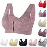 BH Damen Ohne BüGel mit Vorderverschluss Daisy Bra BH Damen Ohne Buegel Vollschalen Bequem Guter Halt Große Brüste Wirefree Bra Super Push Up BH Gegen Hängebrust Brüste Klassische BHS Minimizer Bra