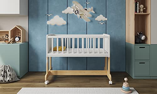 Love For Sleep Multifunktionell 6 in 1 Babybett,Beistellbett mit Matratze, Stubenwagen mit Rollen 90x40cm Möglichkeit zur Verwandlung in eine Spielzeugkiste, einen Tisch oder eine Bank.
