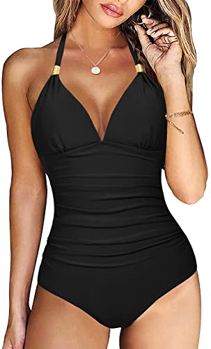 Svanco Badeanzug Damen Sexy Push Up Neckholder Badeanzug Bauchweg Rückenfrei Shape Bademode Mit Bügel