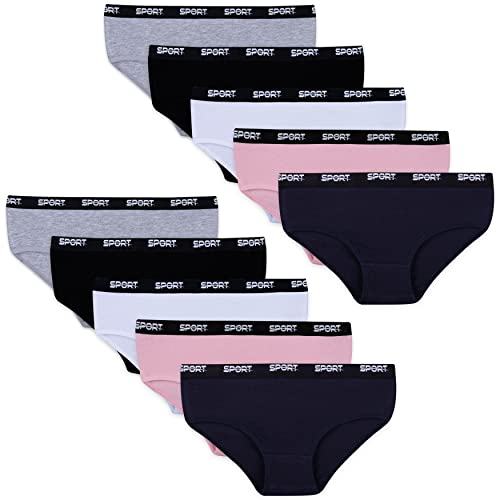 LOREZA ® 10er Pack Mädchen Slips Unterwäsche aus Baumwolle (152-158, Modell 10)