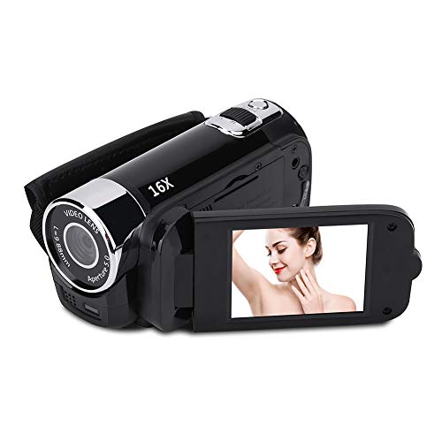 Ejoyous Digitaler Camcorder, 16X Full HD Videokamera High Definition Videokamera mit 270 Grad Drehbildschirm Unterstützt Fotografie und Video mit 2,7-Zoll Display für Home Party Camping (Schwarz)