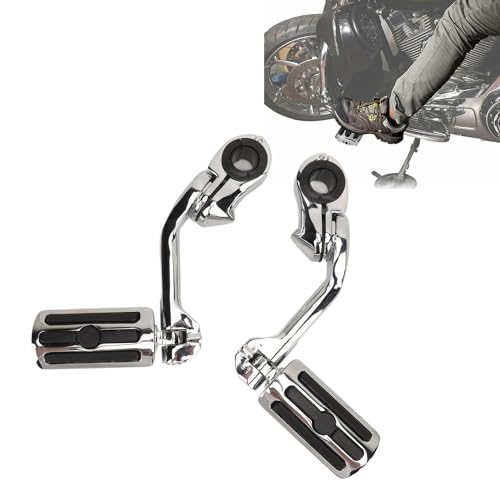 2-teilige Motorrad-Highway-Fußrasten für Davidson, Verstellbare, Bequeme Fußstütze mit Befestigungsklemmen, Highway-Motorschutzstange, Highway-Fußrasten-Pedalmontagesatz (Langer