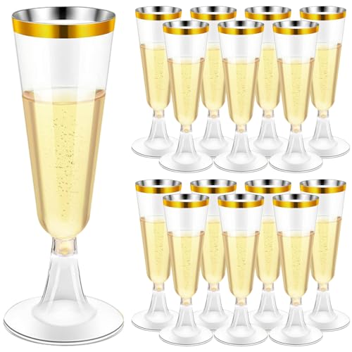 WZHHDM Sektgläser Plastik mit Roségoldrand 30 Stück, 150ml Sektgläser Kunststoff Geeignet Cocktailgläser Sektglas Plastik für CateringVeranstaltungen Partys den Alltag und viele andere Szenarien.