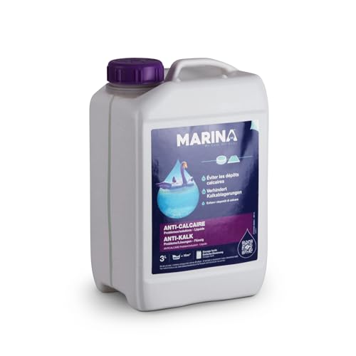 Marina Anti-Kalk Pool Pflege (3 Liter) entfernt und verhindert Kalkablagerungen - Ideal für hartes Wasser, für Pools, Whirlpools und Becken jeder Art