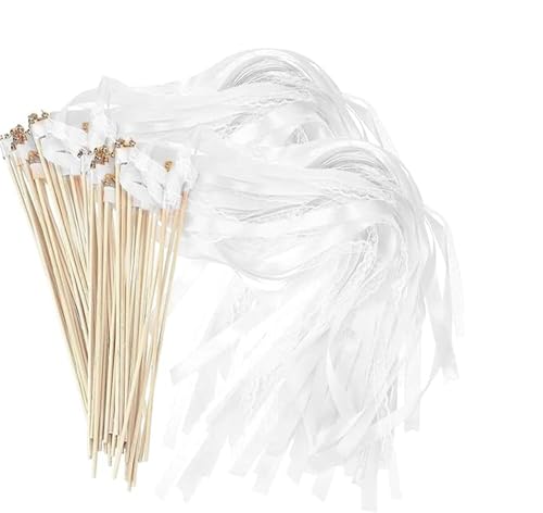 Wedding Wands, 30 Stück Stäbe mit Glocke und Hochzeitsbändern, Zauberstäbe Hochzeit Luftschlangen, Luftschlangen Werden für Hochzeiten Geburtstage Partys Feiertagsfeiern Verwendet