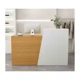 HOFUNTRE Empfangstheke Mit Schubladen,Moderne Rezeption,Geräumiger Schreibtisch, Abschließbare Schublade, Insgesamt Zweifarbiges Design, Einfach Und Schön(Walnut,Left_140CM/55.1IN)