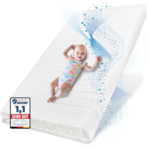 SCHWANFELD® Kindermatratze 90x200 cm - Höhe 10 cm [H2 FÜR GESUNDES WACHSTUM] - ÖkoTex Zertifizierte Matratze für Kinder (Made in EU)- Hautfreundliche Klimafaser - Hygienebezug bis 60 Grad waschbar