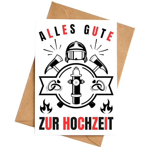 Palanemo Hochzeitskarte Feuerwehr Geschenk Hochzeit Karte für Feuerwehrleute DIN A6 inkl. Umschlag