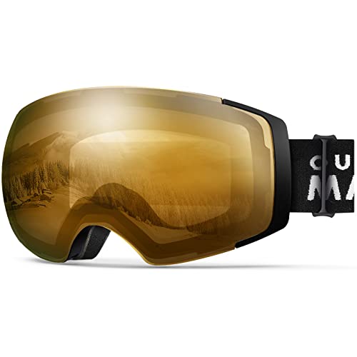 OutdoorMaster Unisex Skibrille PRO Damen Herren mit wechselgläsern, 100% UV-Schutz Schneebrille Skibrille für brillenträger, Anti-Nebel Snowboard Brille Ski Goggles für Jungen und Mädchen