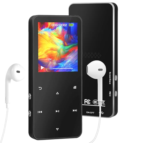 MP3 Player 32GB, MP3-MP4-Player mit Bluetooth 5.2, Musik-Player mit Lautsprecher, 1,8 Zoll Bildschirm, FM-Radio, Video, Sprachaufzeichnung, E-Book, für Sport