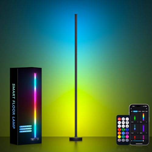 MIWATT LED Stehlampe, RGBWW LED Stehlampe mit App & Controller Steuerung, Musik Synic Atmosphere Tall Lamp mit Geschwindigkeit & Helligkeit einstellbar für Restaurant Cafe Shop Gang Hof Garten