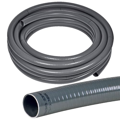 POOL Total 2m flexibler Poolflex PVC-Druckschlauch Ø 63 mm in grau - Robuster Klebeschlauch für Schwimmbad- und Teichbau - Glatte Innenwand bis 6 bar druckfest - Langlebig und UV-beständig