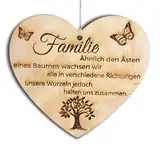 Pet-Jos Familie Herz Schild Dekoschild Herzschild Holzherz Holzschild 10 x 10 cm Geschenk für die Familie Spruch Geschenk Holz Geschenk EIN