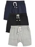 NEXT Leichte Jersey-Shorts, 3er-Pack Marineblau/Grau/Schwarz 12-18 Monate