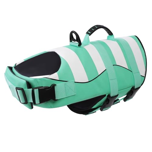 ASENKU Schwimmweste Hund Mittel Hundeschwimmweste Sportstil mit Rettungsgrif Verstellbar Guter Auftrieb Rettungsweste Hund M für Dackel Chihuahua Französische Bulldogge Labrador