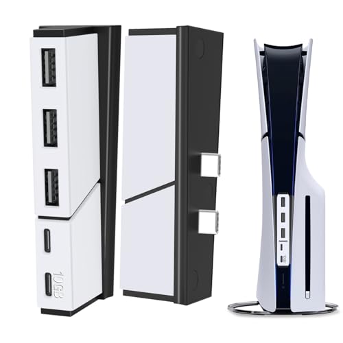 USB-Hub mit 5 Anschlüssen für PS5 Slim - Tendak Hochgeschwindigkeits USB Erweiterungs Splitter Hub Adapter Kompatibel mit Playstation 5 Slim Disc & Digital Spielekonsole
