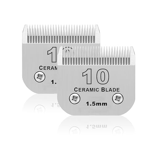 BESTBOMG 2 Stück Ersatzklingen für die Fellpflege von Heiniger/Moser Max45/Andis/Oster A5 für Hunde, Größe 10# 1/16 Zoll (1,5 mm) Schnittlänge