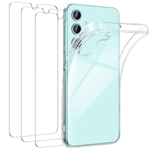 FLLAO Handyhülle Kompatibel mit Samsung Galaxy A16 5G / A16 4G Hülle mit 3 Stück Schutzfolie, Durchsichtig Case Transparent Silikon TPU Schutzhülle Premium 9H Gehärtetes Glas