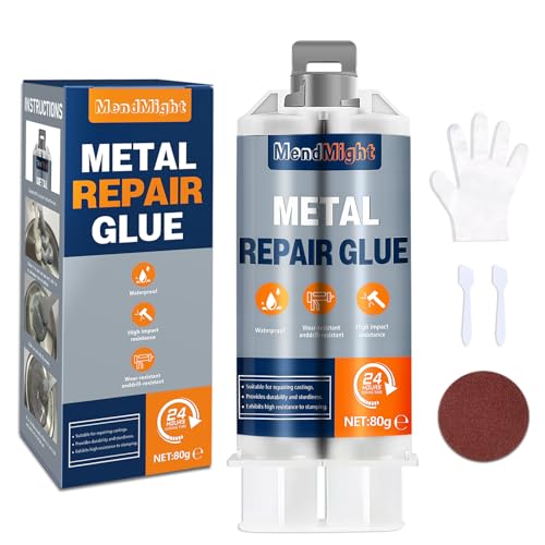 Metallkleber Extra Stark 80g | Flüssigmetall Hitzebeständig (-40°C bis +200°C) | 2K-Kleber für Metall, Edelstahl, Holz, Keramik & Kunststoff | Kaltschweissmasse Reparatur von Rissen, Korrosion