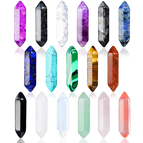 17Stück Heilende Kristalle Steine Sets, Sechseckige Heilkristalle Reiki Meditation Edelsteine Chakra Steine Amethyst Tigerauge Obsidian Rosenquarz Anhänger Spirituelle Deko Esoterik Geschenke