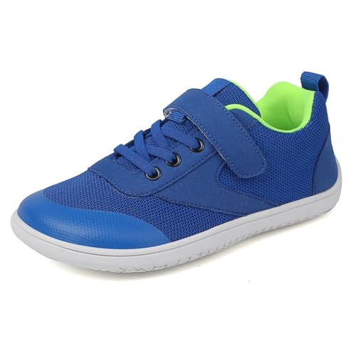 Blitzangebote, Unisex Kinder Breite Barfußschuhe für Jungen Mädchen Outdoor Trail Running Minimalist Walking Schuhe Freizeit Atmungsaktiv Leicht Barefoot Shoes 33 Blau
