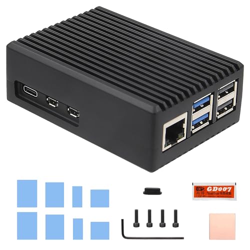 Geekworm Raspberry Pi 5 Gehäuse, Heavy Duty Aluminum Passive Cooling Case for Raspberry Pi 5 8GB / 4GB (P573)
