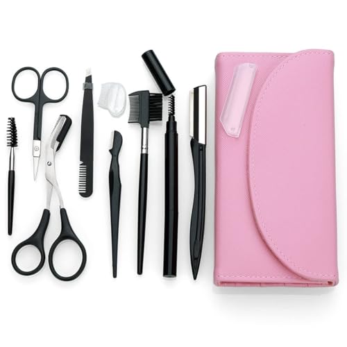 SWINILAYA Augenbrauen-Set: 9-teilig mit Pinzette, Brauenstift, Kamm, Rasierer, Bürste und Schere für perfekte Augenbrauenpflege wift Gift Box