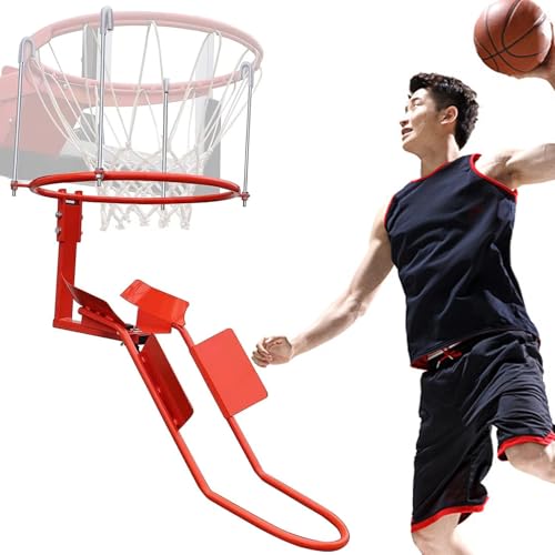 Basketball-Returnaufsatz für Reifen, robustes Stahlsystem mit 4 stabilen Haken, 180 Grad drehbarer Rebounder für verbessertes Üben