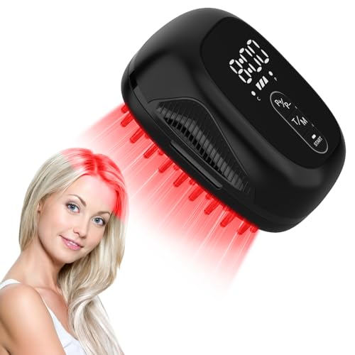 Laser Haarwuchs Kamm, Rotlichttherapie für Haarwachstum, Laser-Haarausfall-Behandlung für Männer und Frauen, Behandlung von dünner werdendem Haar für Frauen und Männer (Schwarz)