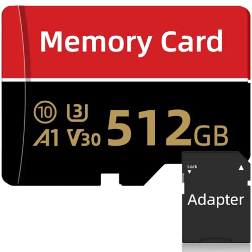 Qappkayo Speicherkarte 512GB Hohe Geschwindigkeit TF-Karte mit Adapter Full HD Video Memory Karte Kompatibel für Kamera, Smartphone, Monitor, Dashcam (1 Pack, Speicherkarte und Adapter)