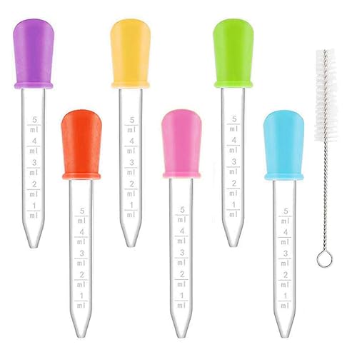 6 Stück, Pipette 5ml, Silikon Kunststoff Pipetten, Liquid Dropper, Silikon Kunststoff Pipetten Und 1 Stück Strohbürsten, Für Pflanze, Haustier Und Süßigkeitenformen Bastelarbeiten