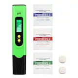 Aideepen PH Messgerät Digital, 0-14 pH-Messbereich, 0.01 Hohe Genauigkeit, pH-Wasser-Tester mit LCD-Display Hintergrundbeleuchtung für Wasser, Aquarium, Teich, Pool, Mit Kalibrierpulver
