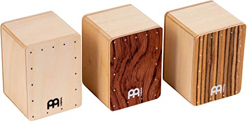 Meinl Percussion Cajon Shaker Set - Mini Musikinstrument - Geschenkidee - Baltische Birke, Exotic Zebrano, Bubinga Burl, Natur (SH50-SET)