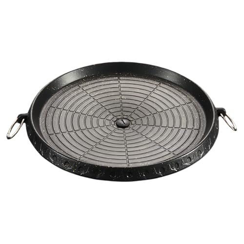 LADAMI Korean BBQ-Grill,Grillaufsatz gaskocher camping,Antihaftbeschichtet, Runde Grillpfanne, Innen- und Außengrillpfanne,Grillplatte campingkocher