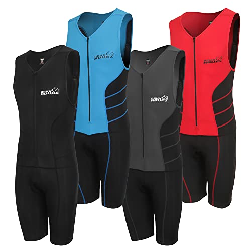 Deux Roues Triathlon-Anzug für Jugendliche, Kinder, Tri-Radsportanzug, ärmellos, Bonus Race Bib Belt, Rot, Youth 10