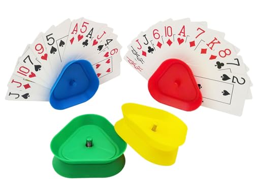 Criveple 4 Stück Kinder Kartenspiel,Spielkartenhalter Kinder Kartenhalter Spielkarten Sicherer Halt,Spielkarten Aufbewahru für Senioren und Kinder, Kartenständer.