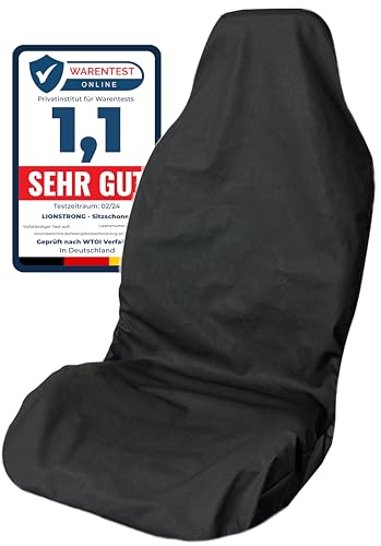 LIONSTRONG® Autositzschoner Vordersitz universell kompatibel [WASSERDICHT] - Autositzbezüge Vordersitze - Sitzschoner Sitzbezüge Auto - Autositz Sitzschutz - Werkstattschoner - Polyester